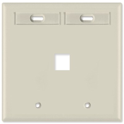 Leviton QuickPort Wallplate, 2-Gang, 1-Port (with ID Window), Light Almond